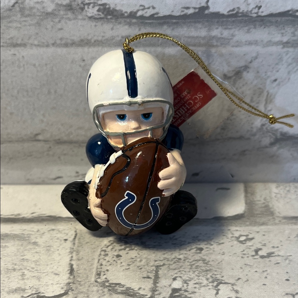 Indianapolis Colts Football Player Ornament with Blue white Helmet Christmas